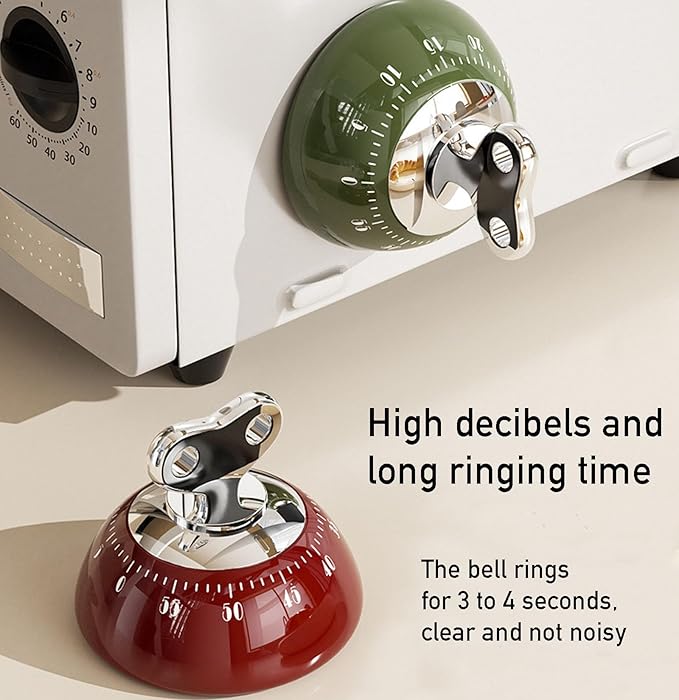 Visual Kitchen Timer for Cooking,Chef Cooking Timers Clock with Loud Alarm,Timers for Classroom, Home and Study,Mechanical Desk Timer,No Batteries Required,Magnetic Back (Cream)