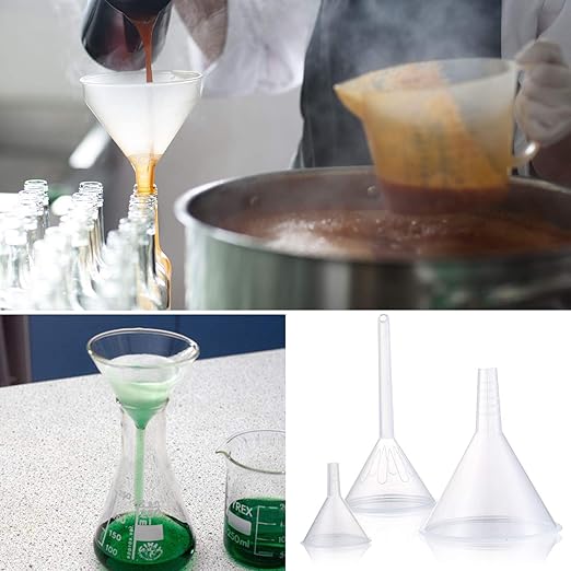 Plastic Funnel Set, 3 Pcs Lab PP Funnels, 100mm x 2, 75mm x 2, 50mm x 2 (Pack of 3) - Image 7