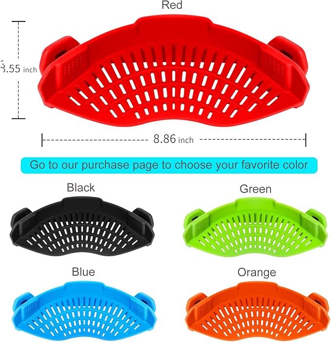 Clip On Strainer Silicone for all Pots and Pans, AUOON Pasta Strainer Clip on Food Strainer for Meat Vegetables Fruit Silicone Kitchen Colander - Image 7