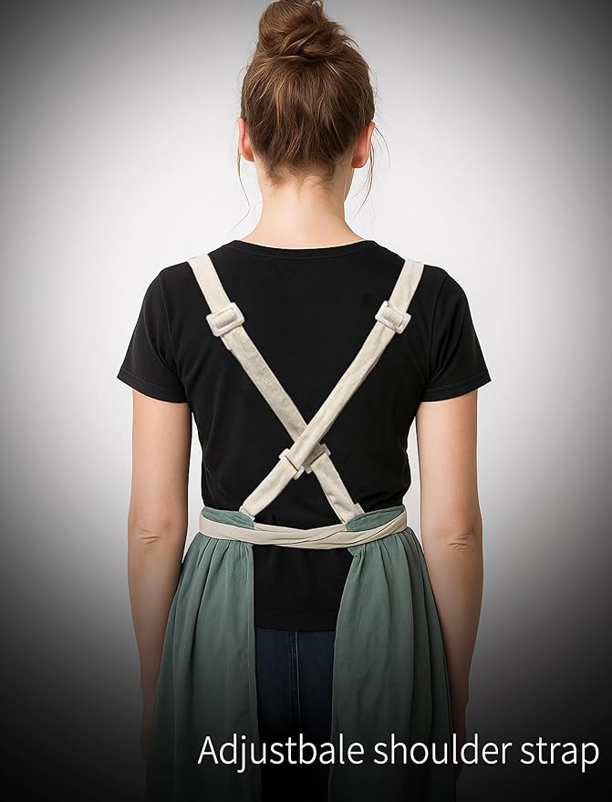 Pinknoke Vintage Pinafore Apron Dress for Women with Pockets Cute Floral Chef Aprons for Kitchen Cooking Baking Gardening - Image 8