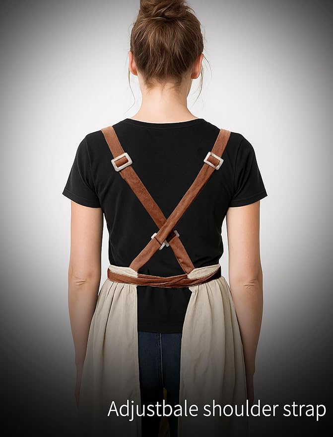 Pinknoke Vintage Pinafore Apron Dress for Women with Pockets Cute Floral Chef Aprons for Kitchen Cooking Baking Gardening - Image 8