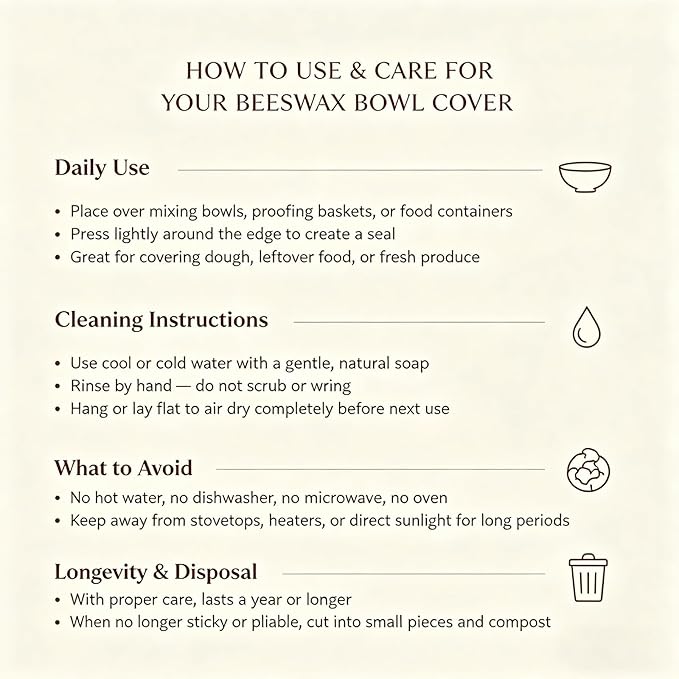 Tirphy Reusable Bowl Covers for Bread Proofing - Beeswax Bowl Covers Reusable 8/10/12 Inch - Elastic Cotton Cloth Sourdough Cover - Shower Caps for Sourdough Bread