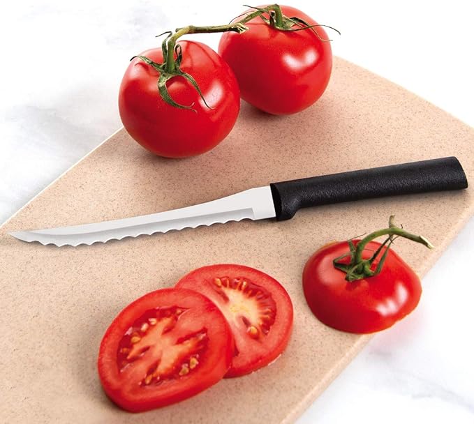 Rada Cutlery Tomato Slicer Knife (W226), 5" Stainless Steel Serrated Blade, Black Handle