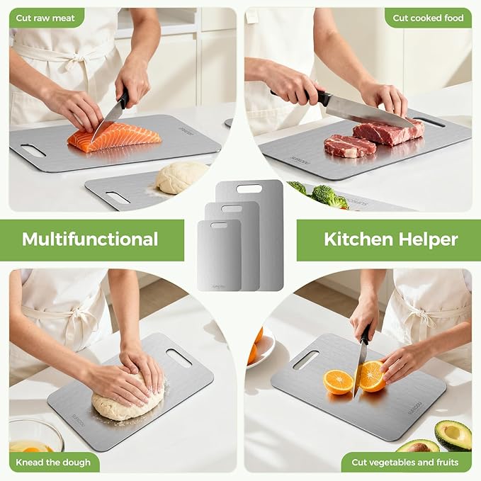 Titanium Cutting Board, 100% Pure Titanium Cutting Boards for Kitchen, Double-sided Titanium Cutting Boards,Separate Raw and Cooked Food Areas,Non-Toxic,Dishwasher Safe 13”L × 8”W - Image 8