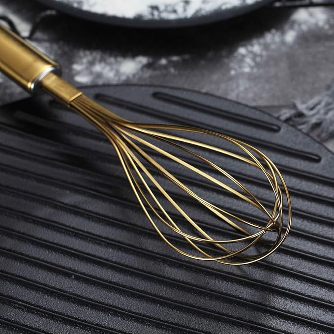 Berglander Gold Whisk Pack of 3 Stainless Steel 8",10",12", Titianium Plating Whisks for Cooking, Beater,Wire Whisk Set Kitchen Wisk (Gold) - Image 8