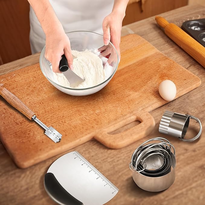 Pastry Cutter, Biscuit Cutter, Dough Scraper, Bread Lame, Stainless Steel Pastry Blender Set, Dough Cutter Biscuit Cutter Sourdough Bread Scoring Tool Dough Blender Tools & Pastry Utensils (5 Pcs/Set) - Image 7