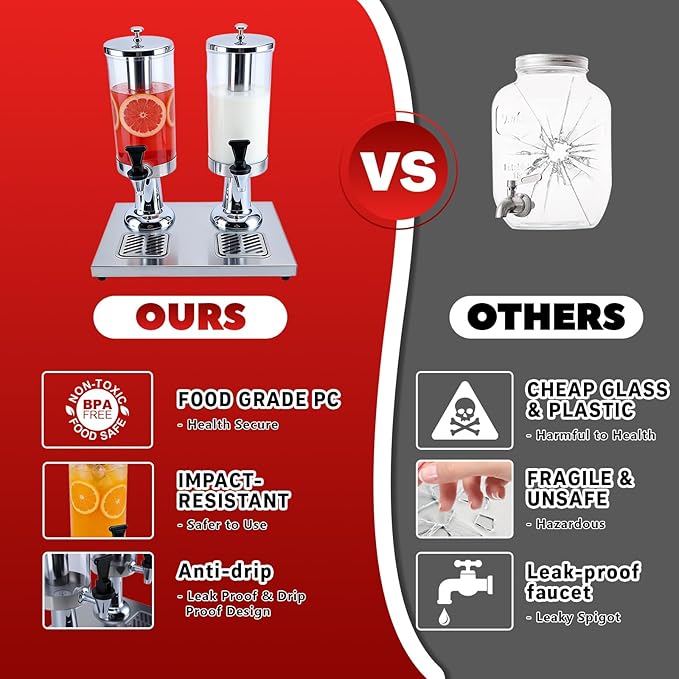 2-Gallon Drink Dispenser with Stainless Steel Drip Tray - Party Beverage Juice Lemonade Iced Tea Water Dispenser for Church Events, Catering, Family Gatherings & Outdoor (SILVER)