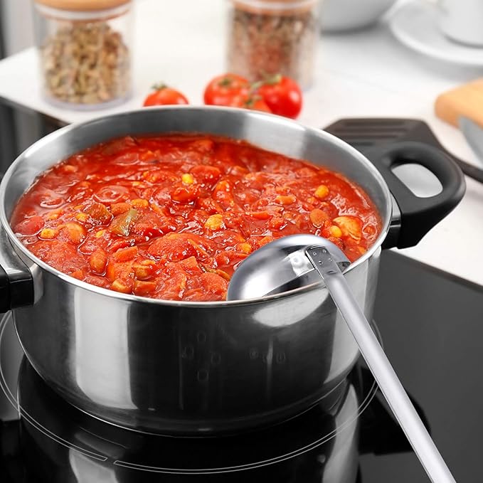 meekoo 3 Pieces Stainless Steel Ladle Soup Handle Ladle with Pouring Rim for Kitchen Cooking Soup Sauce (4 oz) - Image 6