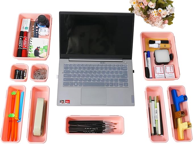 Kutesna 15 PCS Interlocking Desk Drawer Organizer Separator for Office,Bathroom,Kitchen,Makeup(Pink) - Image 7