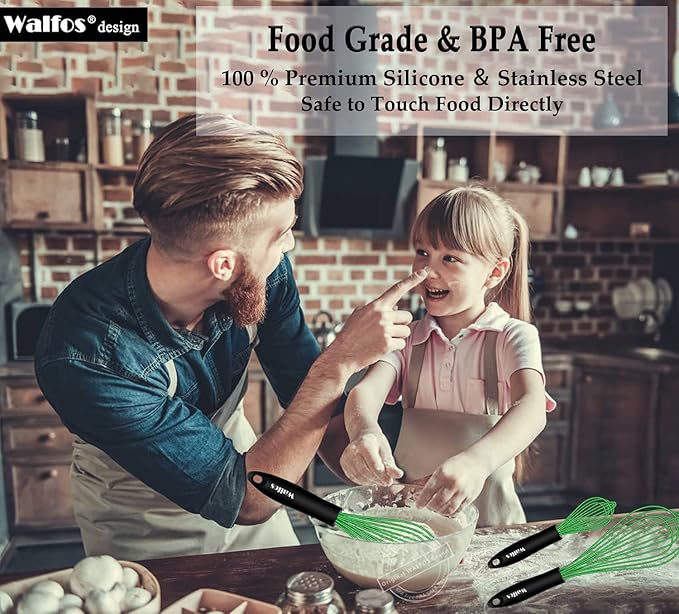 Walfos Silicone Whisk, Rubber Whisks for Cooking, Baking (11,9,8.5 inch) - Heat Resistant Kitchen Whisks for Non-stick Cookware, Balloon Egg Beater Perfect for Blending, Whisking, Beating, Frothing - Image 9
