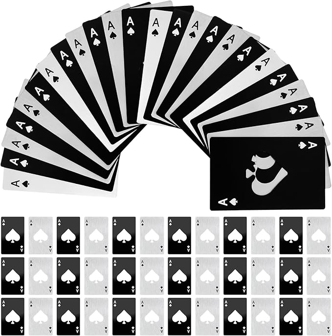 60Pcs Ace of Spades Bottle Openers, Poker Card Bottle Openers Portable Stainless Steel Can Opener Credit Card Size Beer Bottles Can Cap Opener for Wallet Pocket Wedding Party Good Gift
