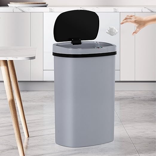 13 Gallon Trash Can | 50L Sensor Automatic Kitchen Trash Can with Lid | Touchless Garbage Bin Odor-Control for Kitchen, Office, Bedroom, Living Room (1 Pack, Gray) - Image 9