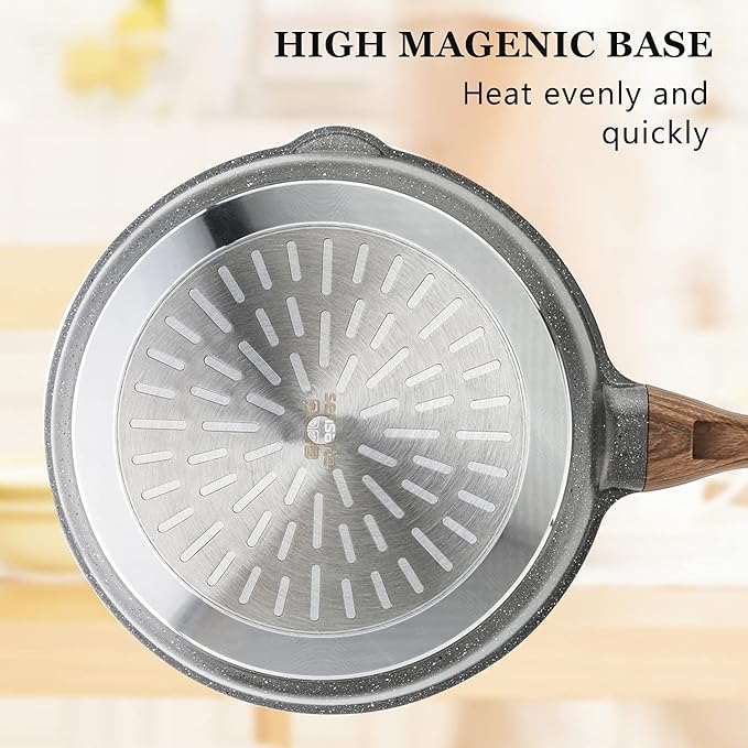 SENSARTE Nonstick Skillet, Deep Frying Pan 10/11/12-inch, Saute Pan with Lid, Stay-cool Handle, Healthy Stone Cookware Cooking Pan, Induction Compatible (10-Inch/3.5QT) - Image 9