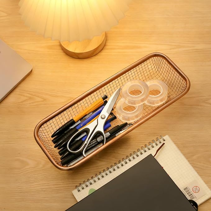 4Pack Stainless Steel Tumbler Cup Lid Organizer Inside Cabinet, Mason Jar Lid Holder, Rectangular Basket for Storage of Silverware, Chopsticks, straws and Utensils, Rosegold - Image 9