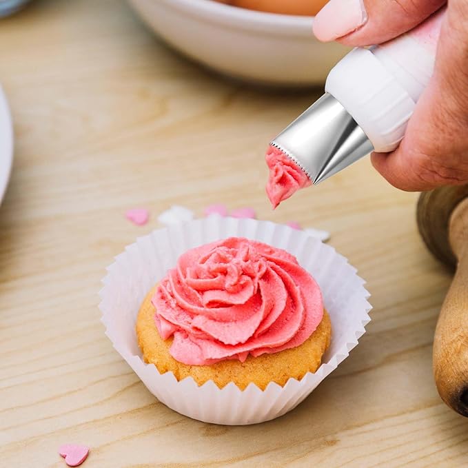 Ptwola 3 PCS Piping Tips Set Large Frosting Piping Kit Stainless Steel Cake Icing Nozzles Tips Decorating Tools Silver Pastry Bags Tips Accessories for Cookie Cupcake Baking Buttercream Supplies - Image 8