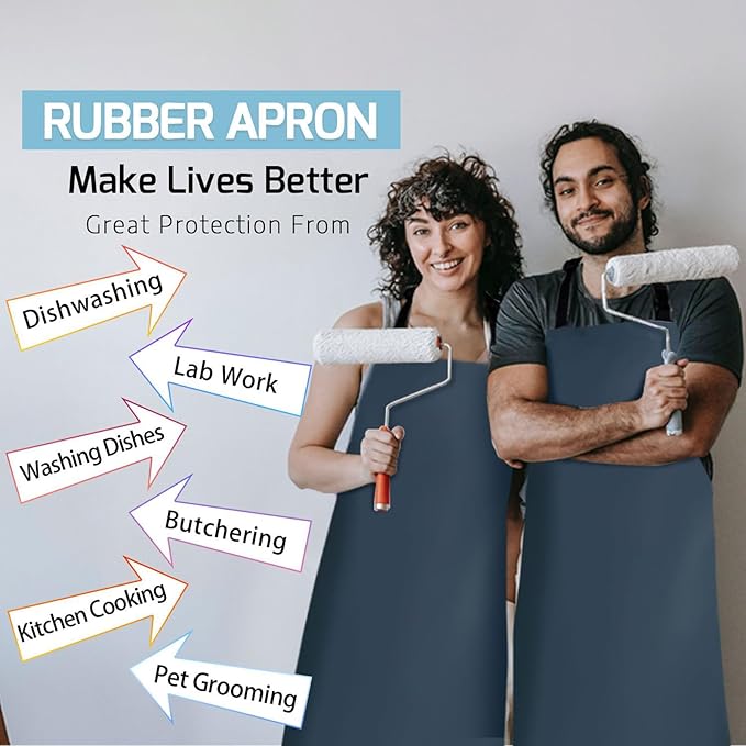 Homsolver 2 Pack Waterproof Rubber Aprons, Heavy Duty Butcher for Men, Chemical Vinyl Plastic Aprons for Dishwashing - Image 7
