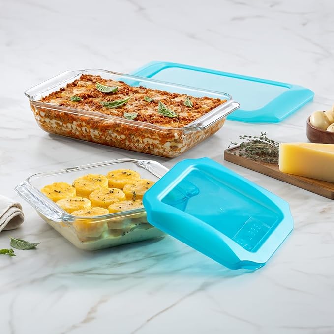 Libbey Baker’s Premium 5 Piece Glass Baking Dish Set, Stackable Casserole Dish with Lid Set, Baking Glassware for Casseroles, Lasagna, Brownies - Image 7