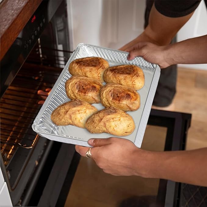 PLASTICPRO Aluminum Pans 100 Pack Disposable Cookie Sheets 13 x 17 Baking Pans Premium Quality Heavy Duty Sheet Pans - Image 7