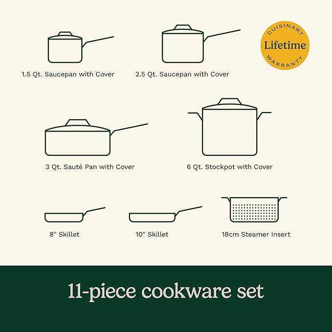 Cuisinart 11-Piece Nonstick Cookware Set, Ceramica XT, Black, 54C-11BK - Image 6