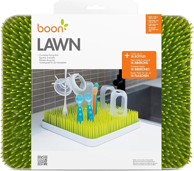 Boon Lawn Countertop Baby Bottle Drying Rack with Antimicrobial Tray - Spring Green - Bottle Rack and Organizer - Baby Feeding Essentials - 13.5 x 11 x 2.5 - 1 Count - Image 9