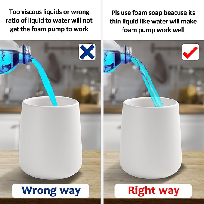 Soap Foaming Dispenser Ceramic with Easy-to-Press Pump Hand Foam Dispenser for Shampoo Bathroom Kitchen Hotel 12 oz