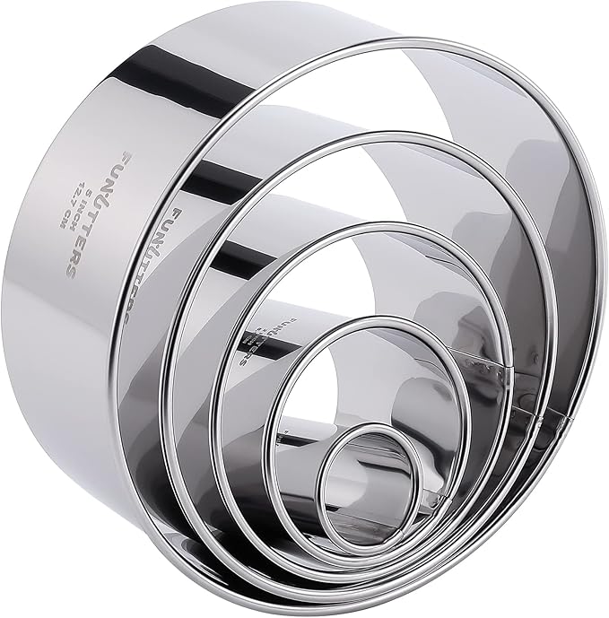 Cookie Cutter Set, 5 Pc. Kit, Measuring 1'', 2'', 3'', 4'' and 5'', Round Metal Baking Rings for Pastry, Biscuits, and Dough Cutting, Heavy Duty and Reusable, Multiple Sizes - Image 8