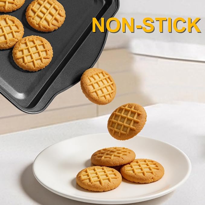 Baking Sheet Set of 2-17" x 11" x 0.5" Carbon Steel Cookie Sheet for Baking, Nonstick Baking Pan with Dual Handles, Rust & Warp Resistant, Perfect for Baking, Roasting, and More - Image 7