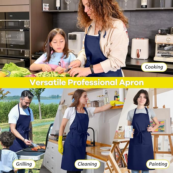 ROTANET Extra Large Apron for Men Adjustable Bib Aprons with 2 Pockets Cooking Kitchen Women Chef Water & Oil Resistant - Image 6