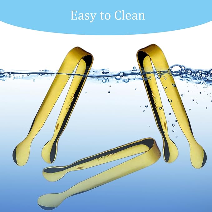 15PCS Mini Tongs for Serving, Metal Tong Stainless Steel Gold Tongs, 4.25Inch Small Sugar Tong, Kitchen Mini Serving Tongs for Appetizers, Ice, Charcuterie, Gold Utensil for Dessert Table, Tea Party - Image 7