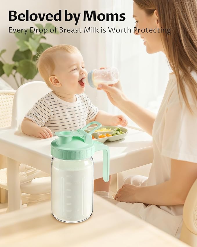 2-Pack 32oz Breast Milk Pitcher with Lid – Leak-Proof, Airtight Glass Milk Storage Container for Breastmilk, Formula, and Beverages, Easy Pour Spout, Wide Mouth for Quick Filling and Cleaning - Image 7