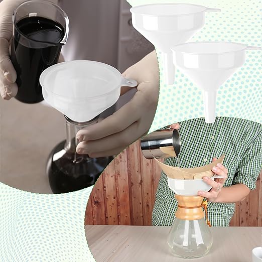 Honeydak 18 Pcs Plastic Funnels 4.7 Inch Wide Mouth Multi-Purpose Funnels with Long Reaching Spout for Filling Bottles Mason Jars Science Lab Use Funnel for Liquid (White) - Image 7