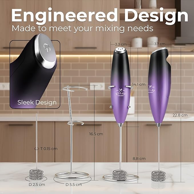 Zulay Kitchen Patented Tornado Triple Whisk Milk Frother with 4 Duracell Batteries – Handheld Foam Maker for Coffee, Lattes, Matcha & Hot Chocolate – Rich, Creamy Froth in Seconds - Galaxy - Image 9