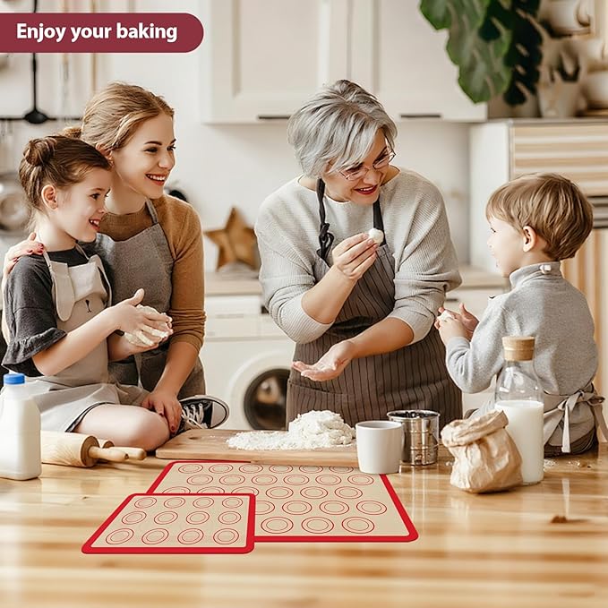Macaron Silicone Baking Mats, 3 PCS Non Stick Macaroon Mat Silicone for Macarons, Cookie, Pastry, Red - Image 7