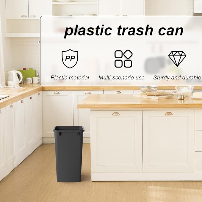 ROOMTEC 35QT Kitchen Trash Can, Sturdy and Lightweight Slim Trash Can, Trash Cans for Kitchen, Workspace, Bathroom, Office, Easy to Clean, 1 Pack, Black