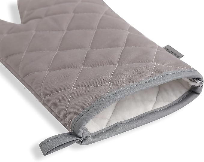 Oven Mitts and Pot Holders 4 pcs Set,High Heat Resistant 500 Degree Extra Thicken Long Kitchen Cotton Oven Glove for Cooking (12 Inch,Grey) - Image 6