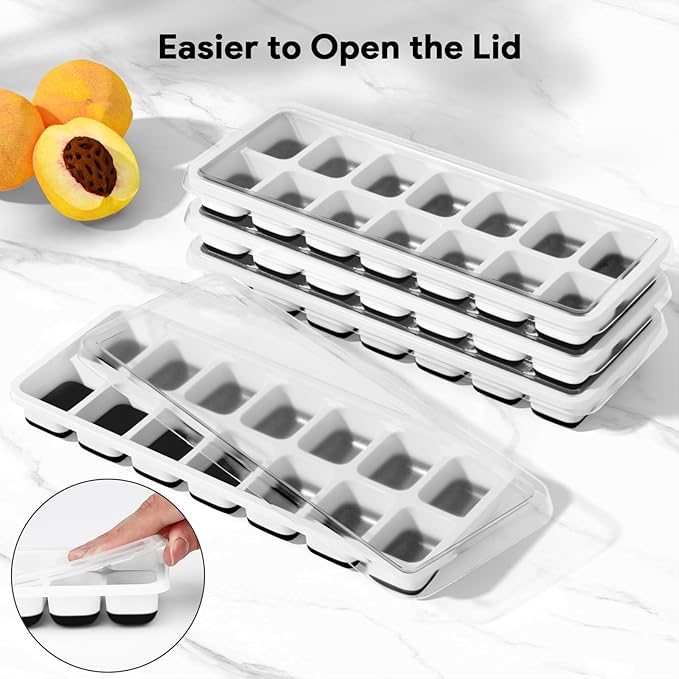 Ice Cube Trays 4 Pack, Airabc Silicone Ice Cube Trays with Removable Lid, Easy-Release Flexible 14-cube Ice Trays, LFGB Certified and BPA Free, Stackable Ice Trays with Covers for Cocktail, Freezer - Image 7