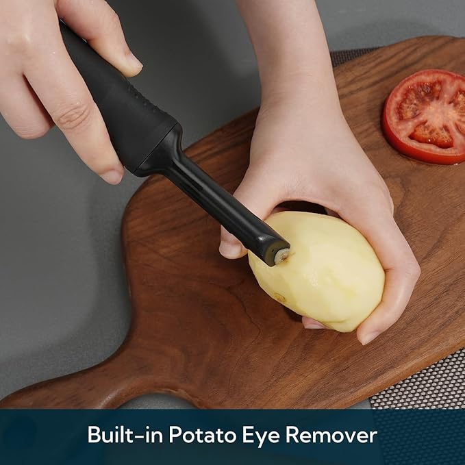 KITCHENDAO Magnetic Vegetable Peeler with Durable Japanese Stainless Steel Sharp Dual Blade, Magnetic Safety Cover, Large Non-Slip Handle with Potato Eye Remover, Dishwasher Safe Kitchen Fruit Peeler - Image 6