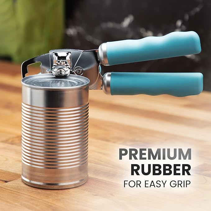 Zulay Kitchen Heavy Duty Stainless Steel Can Opener Manual with Bottle Opener - Rust Proof Manual Can Opener With Turn Knob & Comfy Soft Grip Handles - Dusty Blue - Image 8