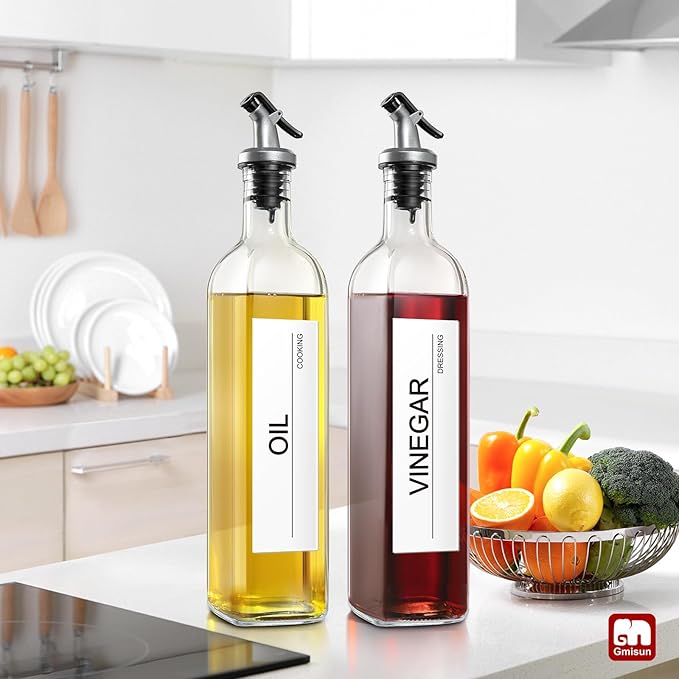 GMISUN Olive Oil Dispenser Bottle, 6 Pack Oil Dispensers Bottles for Kitchen, Cooking Vinegar Dispenser Set, Glass Container Cruet-Pourer Spout, Funnel and Labels - Image 9