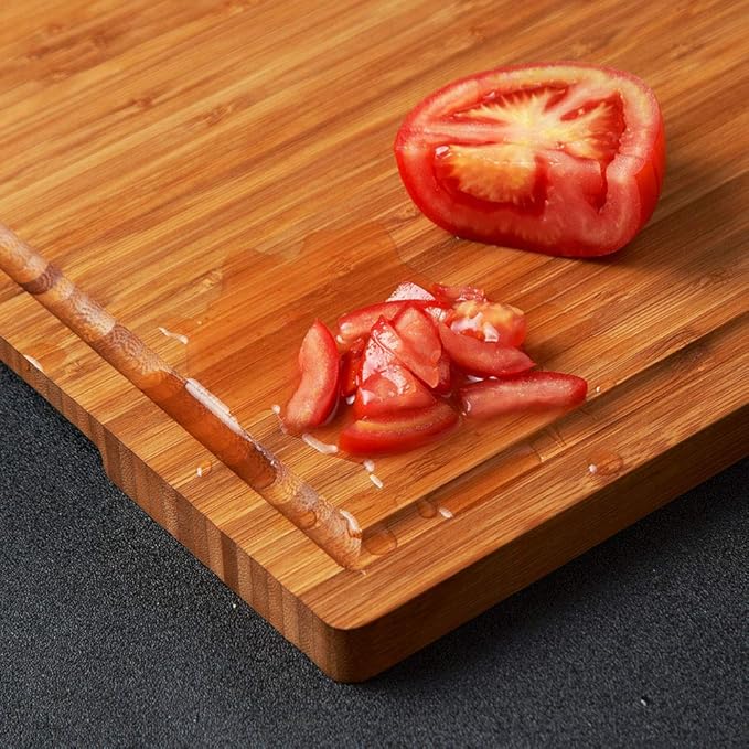 Allsum Extra Large Carbonized Bamboo Wood Cutting Boards for Kitchen, Huge Chopping Board with Juice Grooves & Handles Resisting to Warping and Cracking, Huge Charcuterie Boards, 24"L x 18"W - Image 6
