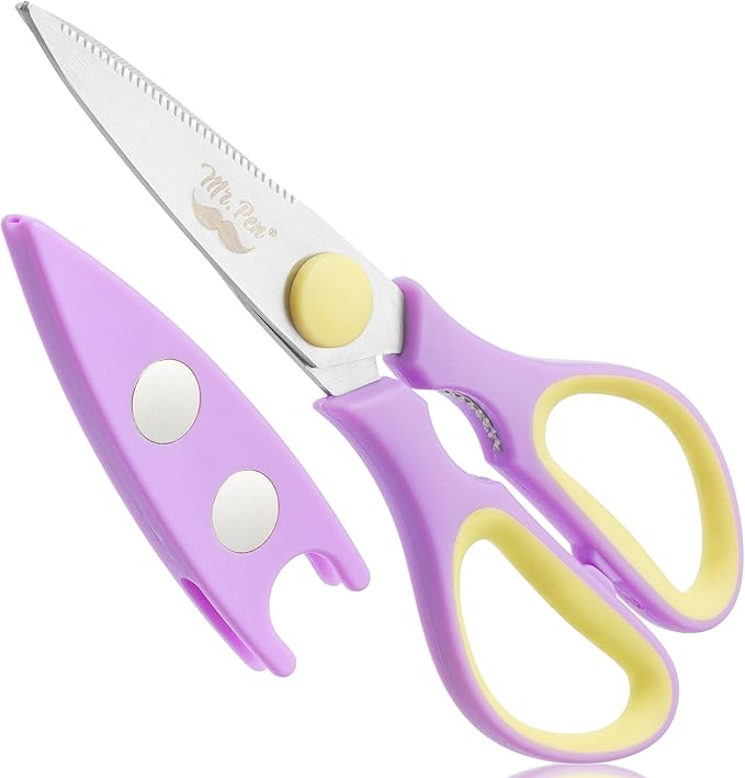 Mr. Pen- All Purpose Kitchen Shears with Protective Sheath, 2pcs, 8 Inch, Dishwasher Safe, Stainless Steel Food Scissors with Micro-Serrated Blades, Soft Grip, Durable Utility Kitchen Shears - Image 8