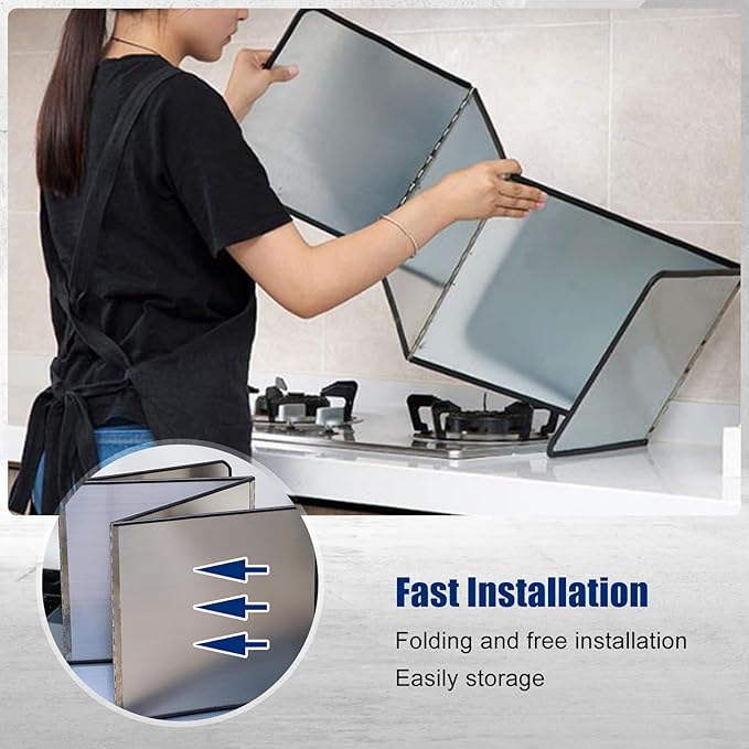 4 Sided Splatter Guard,Foldable Stainless Steel Oil Splatter Screens, Oil Splash Insulation, Oil Splatter Guard Stove Heat Insulation Board, (L: 15" x W: 11.5" x H: 12" x 2Pcs) - Image 7
