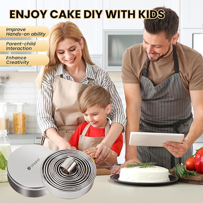 12 Pcs 304 Stainless Steel Biscuit Cutter Set - Round Cookie Cutters for Baking (1/2/3/4/5'') with Storage Box, Dough Pastry Cake Circle Cutting Ring Molds, Non-Rust, Dishwasher Safe & 1.5‘’ High - Image 6