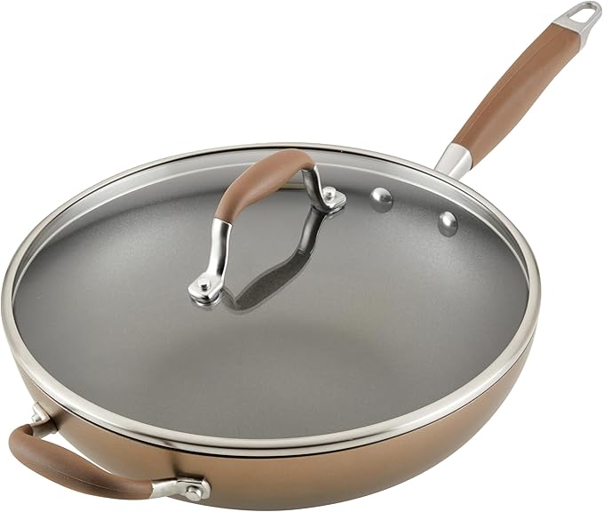 Anolon Advanced Home Hard Anodized Nonstick Deep Frying Skillet with Lid, 12-Inch Ultimate Pan, Bronze - Image 13