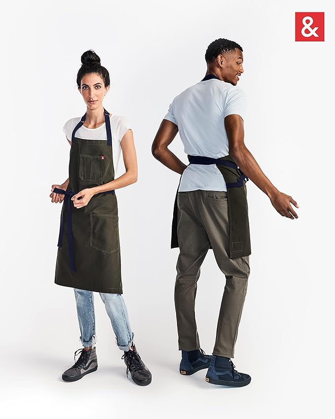 hedley & bennett Essential Apron - Professional Chef Apron with Pockets & Adjustable Bib Strap for Cooking & Grilling