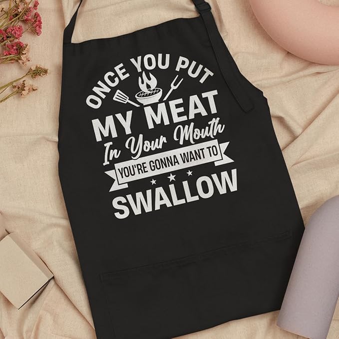SANDJEST Funny Mens Aprons with Pockets for BBQ Grilling Cooking Grandpa Husband Apron for Birthday Christmas Father's Day