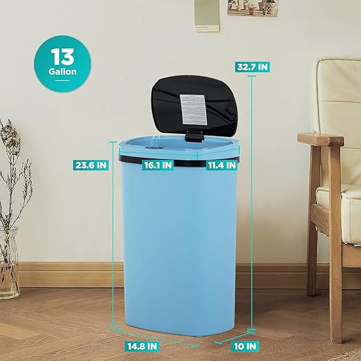 PayLessHere | 13 Gallon Plastic Trash Can | Blue | Automatic Touchless Lid with Motion Sensor | Kitchen Garbage Can with Waterproof Design | for Home, Office, Bathroom | Pack of 1 - Image 7