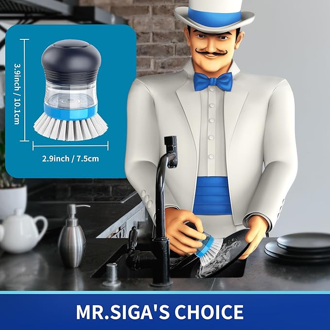 MR.SIGA Soap Dispensing Palm Brush Refill, Pack of 4 - Image 7