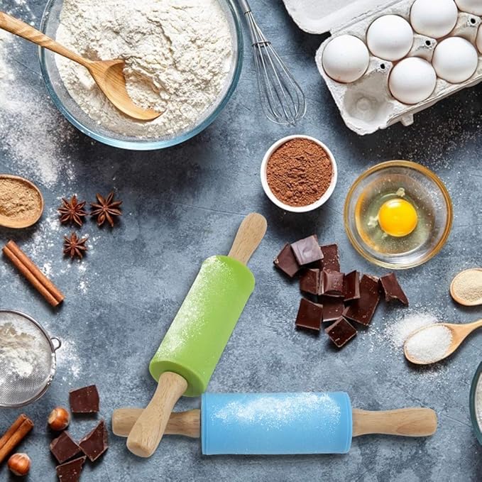 Koogel 2PCS Small Rolling Pin, 9 Inch Kids Rolling Pin for Baking Supplies, Playdough, Wooden Handle Dough Rollers - Image 6