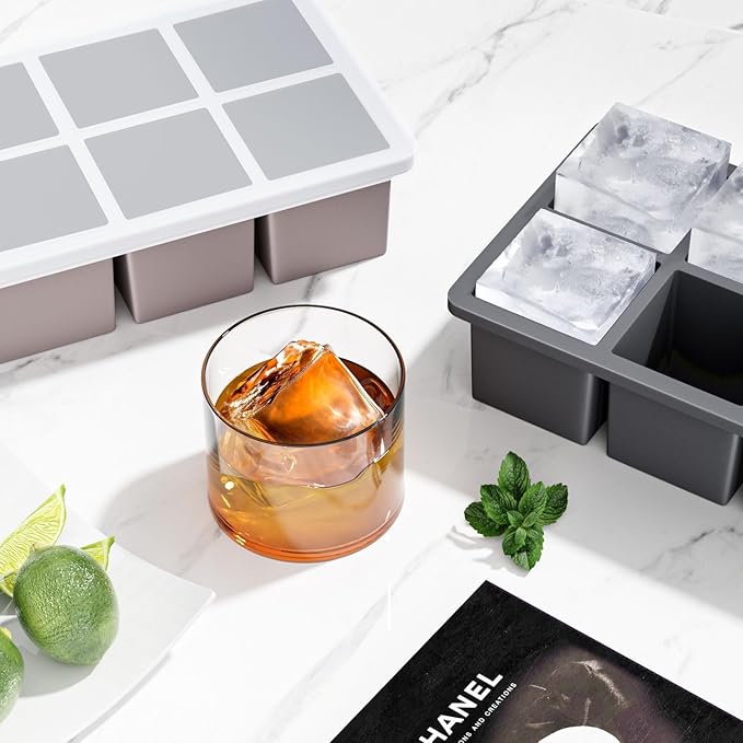 Large Ice Cube Tray for Whiskey: FDDBI Big Square Ice Cube Maker for Cocktail - 3Pack Silicone Old Fashioned Ice Cube Trays - 2inch Huge Cubed Ice Trays for Whisky - Image 6